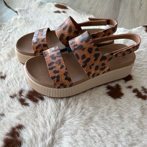 Reef Brown Leopard Platform Sandals